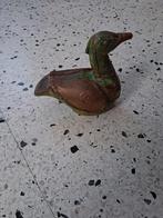 Handgemaakt beeldje eend van hout en messing, Ophalen of Verzenden