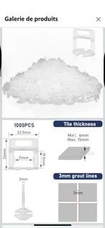 Croisillons auto nivelant joints 3mm, Bricolage & Construction, Neuf, Enlèvement ou Envoi, Moins de 20 cm, Carrelage de sol
