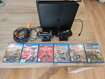 Playstation 4 + koeler + 2 controllers + 6 spellen, Enlèvement, Comme neuf