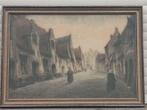 Pastel ruelle signe georges lammens, Antiek en Kunst, Kunst | Schilderijen | Klassiek, Ophalen of Verzenden
