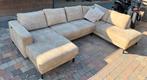 U zetel beige suede, Ophalen, Zo goed als nieuw