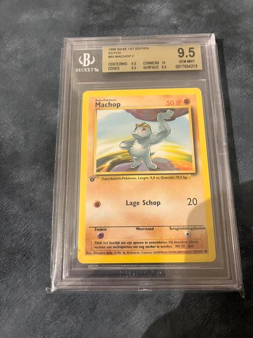 First edition machop, Hobby en Vrije tijd, Verzamelkaartspellen | Pokémon, Zo goed als nieuw, Ophalen of Verzenden