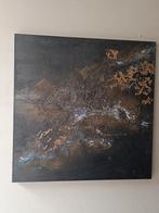 Abstract schilderij 110x110x4 antraciet en bladmetaal goud, Ophalen