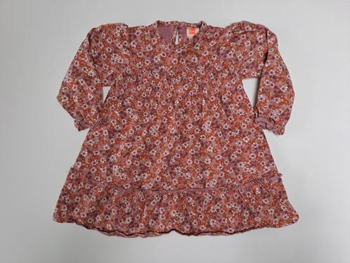 Mt 86 Lichtroze jurk met lange mouwen veelkleurige bloemen, Kinderen en Baby's, Babykleding | Maat 86, Zo goed als nieuw, Meisje