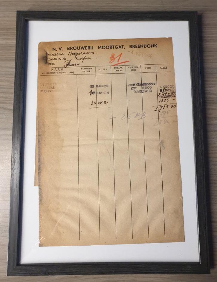 Duvel Moortgat Brouwerij Originele factuur 1948 Uniek stuk, Verzamelen, Biermerken, Gebruikt, Reclamebord, Plaat of Schild, Duvel