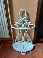 Beau porte-parapluies ancien en fonte, émaillé blanc, Enlèvement