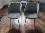 set van 2 hemelsblauwe stoffen stoelen, Huis en Inrichting, Stoelen, Ophalen, Stof, Gebruikt, Twee