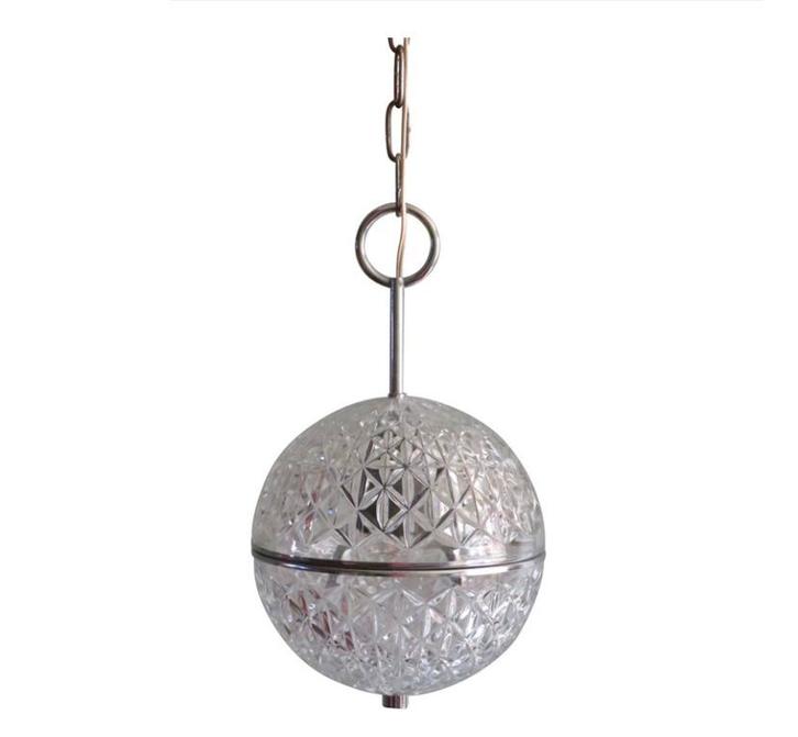 Vintage wereldbol hanger, Huis en Inrichting, Lampen | Hanglampen, Gebruikt, Metaal, Ophalen