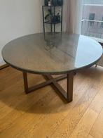 MÖRBYLÅNGA Ronde tafel, eikenfineer 6 mm gehard glas, Ophalen, Glas, Eikenfineer, IKEA, Rond