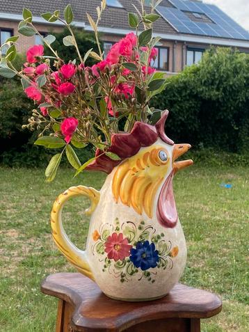  Grote decoratieve hanenkruik — handbeschilderd — 25 cm beschikbaar voor biedingen