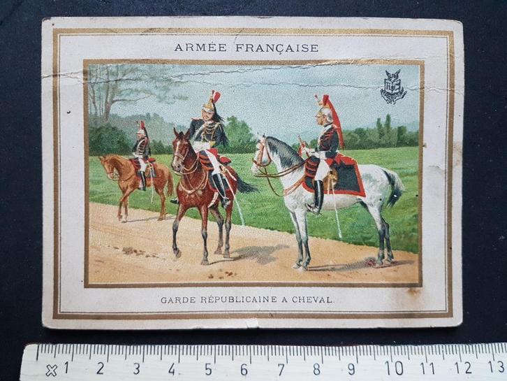 Chromo Armée française Garde républicaine à cheval Paard, Collections, Photos & Gravures, Utilisé, Gravure, Costume traditionnel