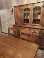 A v. SAM avec vitrine + table et 4 chaises + meuble bar, Huis en Inrichting, Kasten | Buffetkasten, Ophalen, Gebruikt, Eikenhout