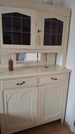 Grootouders witte houten kast, Ophalen, Gebruikt, 100 tot 150 cm, Glas