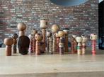 20 vintage Kokeshi poppen,  Japanse houten houtsnij werken, Ophalen of Verzenden