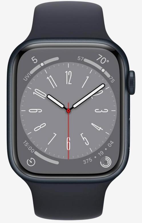 Apple Watch Series 8 - 4G- 45mm - Middernacht Aluminium, Bijoux, Sacs & Beauté, Montres connectées, Comme neuf, Enlèvement