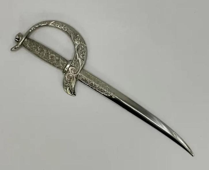 Prachtige verzilverde vintage briefopener Waterloo, Antiek en Kunst, Curiosa en Brocante, Ophalen of Verzenden