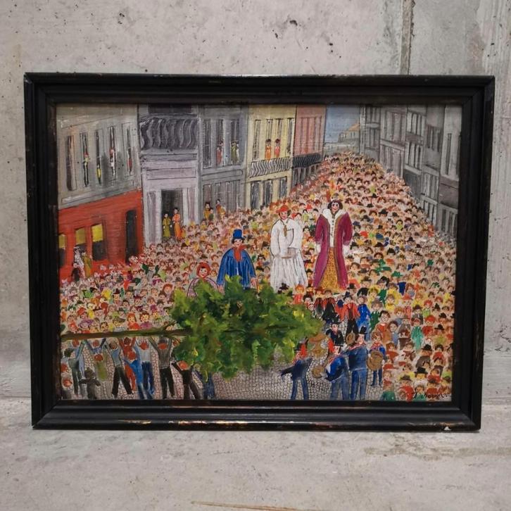 Planting Meiboom te Brussel (ca. 1970–80) – Jeanne De Soomer, Antiek en Kunst, Kunst | Schilderijen | Modern, Ophalen