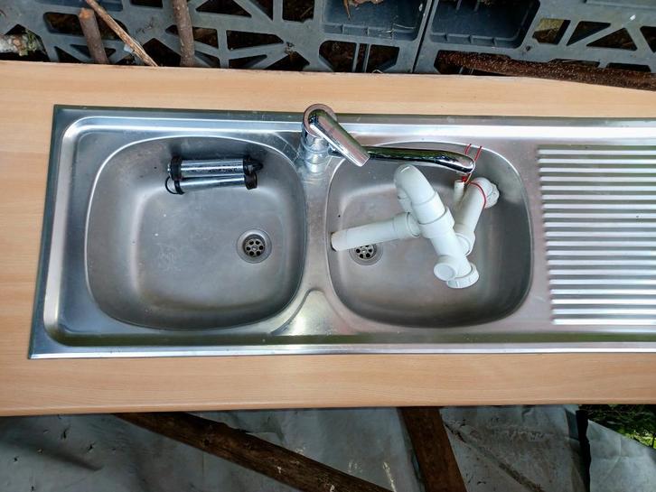 Double evier inox Franck + mitigeur Grohe, Bricolage & Construction, Sanitaire, Inox, Enlèvement