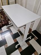 Verrijdbaar bureau / laptoptafel met 2 bladen – wit, Ophalen, Gebruikt, Rechthoekig, Metaal