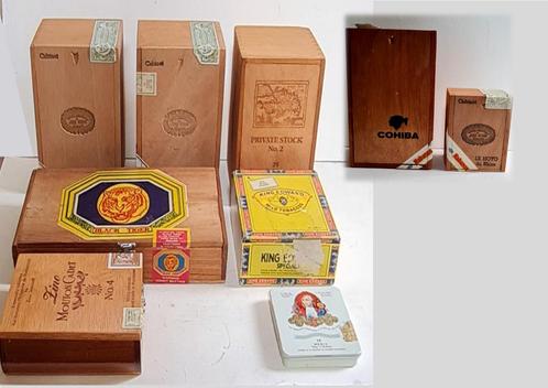 9 Vintage sigarendozen oa King Edward, Black Tiger India, Co, Verzamelen, Rookartikelen, Aanstekers en Luciferdoosjes, Gebruikt