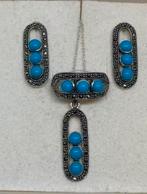 Prachtige Zilveren Set met Turkoois, Bijoux, Sacs & Beauté, Bijoux anciens, Envoi, Argent, Pendentif, Avec pierre précieuse