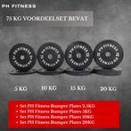 75KG Olympische Bumper Plates 50mm - Halterschijven, Sport en Fitness, Fitnessmaterialen, Ophalen of Verzenden, Nieuw, Buik, Halterschijven