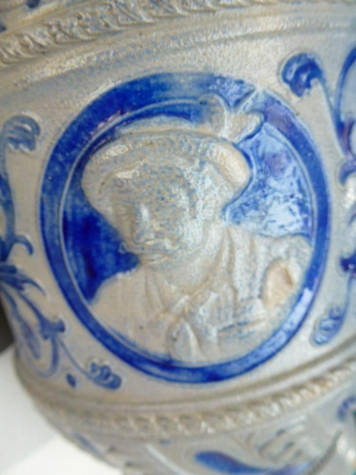 grote bierpot met tinnen deksel met initialen C M, Antiek en Kunst, Antiek | Keramiek en Aardewerk, Ophalen