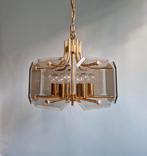 Kroonluchter van messing en gerookt glas, Luigi Colani, 1980, Antiek en Kunst, Ophalen of Verzenden