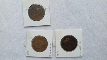 3 bronzen munten 1870-77-78 beschikbaar voor biedingen
