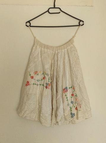 Jupe florale en dentelle brodée au crochet vintage - Taille 