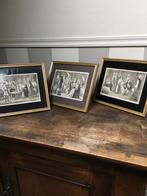 3 gravures , steendruk in lijst 1850 - 1860, Antiek en Kunst, Kunst | Etsen en Gravures, Ophalen