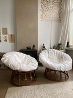 Twee vintage rotan kuipstoelen, Huis en Inrichting, Stoelen, Ophalen, Gebruikt, Twee, Bruin