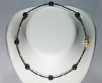 kralenketting collier choker 14k Au 585 onyx & spinel, Verzenden, Zwart, Zo goed als nieuw, Met edelsteen