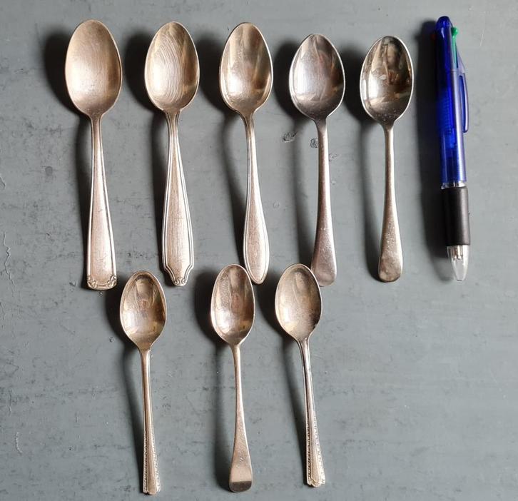 8 verzilverde koffie lepeltjes vintage NATIONAL TRUST, Antiek en Kunst, Antiek | Bestek, Ophalen of Verzenden