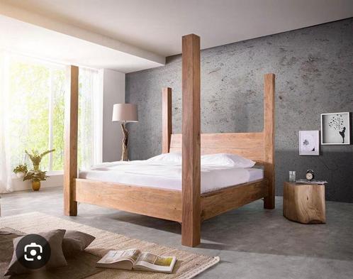Bed, Huis en Inrichting, Slaapkamer | Bedden, Gebruikt, Tweepersoons, Overige maten, Overige maten, Hout, Bruin, Ophalen