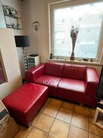 Set rode leren fauteuils, Huis en Inrichting, Zetels | Zetels, Ophalen, Gebruikt, 150 tot 200 cm, Vierpersoons of meer