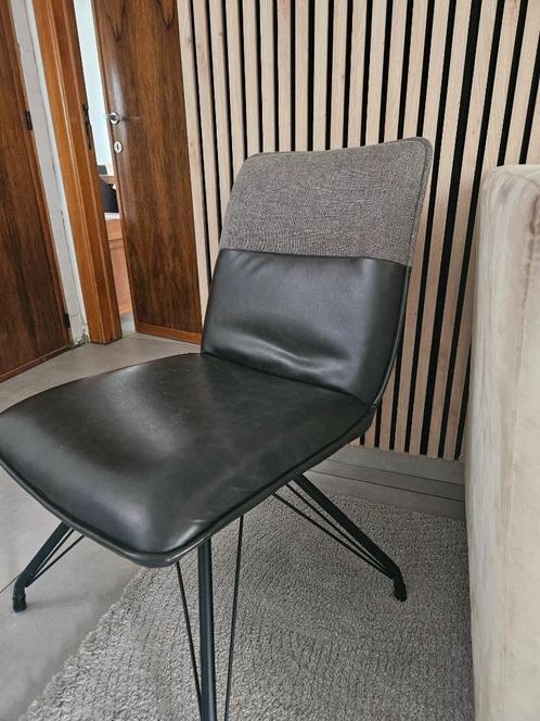 6 Chaises de salle a manger, Huis en Inrichting, Stoelen, Gebruikt, Vijf, Zes of meer stoelen, Leer, Metaal, Grijs, Ophalen
