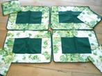 Set de table:  4 sets + 4 serviettes tissu molleton -TB Etat, Comme neuf, Vert, Enlèvement ou Envoi, Set de table