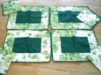 Placemat: 4 placemats + 4 fleece servetten -zeer goede staat, Ophalen of Verzenden, Zo goed als nieuw, Groen, Placemat