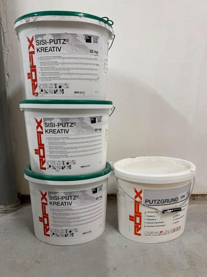 Structuurpleister en universele primer, Doe-het-zelf en Bouw, Verf, Beits en Lak, Gebruikt, Verf, 20 liter of meer, Wit, Ophalen