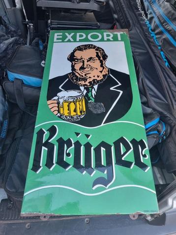 Enseigne publicitaire en émail pour bière Krüger.