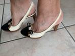 Elegante open pumps Natan 38 kwaliteitsleer beige/zwart, Ophalen of Verzenden