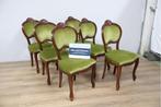 Set van 6 Biedermeier Oorstoelen met Groene Bekleding, Antiek en Kunst, Antiek | Meubels | Stoelen en Sofa's