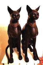 Stel van 2 bronzen Egyptische revival gestileerde Mau katten, Antiek en Kunst, Ophalen of Verzenden