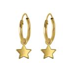 14K verguld zilveren oorringetjes creolen met sterretjes, Handtassen en Accessoires, Oorbellen, Ophalen of Verzenden, Nieuw, Goud