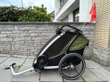 Thule Chariot Cab 2 - Fietskar - Cypres Green, Enlèvement, Utilisé, Pliable, Remorque pour enfant