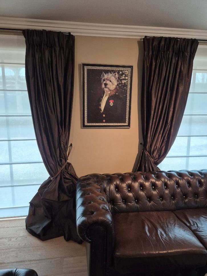 gordijnen, Maison & Meubles, Ameublement | Rideaux & Stores à lamelles, Comme neuf, 200 cm ou plus, 200 cm ou plus, Brun, Enlèvement