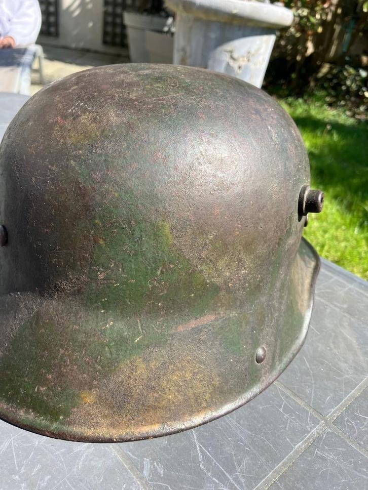 Duitse camouflagehelm uit de Eerste Wereldoorlog, Verzamelen, Militaria | Tweede Wereldoorlog, Overige soorten, Ophalen of Verzenden