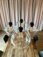 Prachtige hanglamp met 4 glazen bollen, Huis en Inrichting, Lampen | Hanglampen, Glas, Zo goed als nieuw, 75 cm of meer