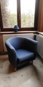 Koningsblauwe eenzit op houten poten, Enlèvement, Moins de 75 cm, Tissus, 50 à 75 cm